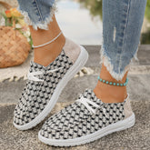 Plaid Round Toe Canvas Slip-Ons OutfitFlow